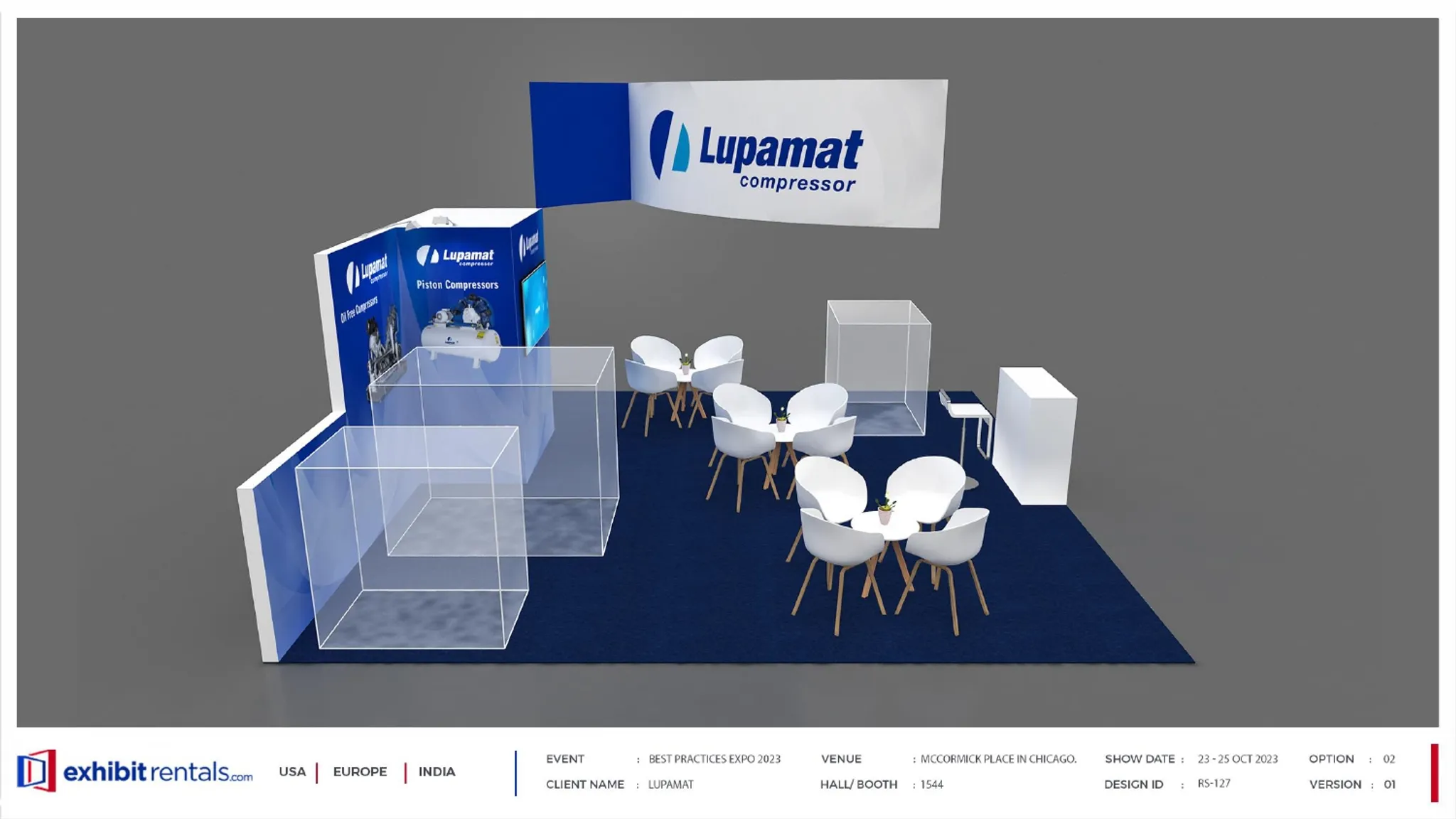 40x40 Peninsula booth design by Exhibit-Rentals